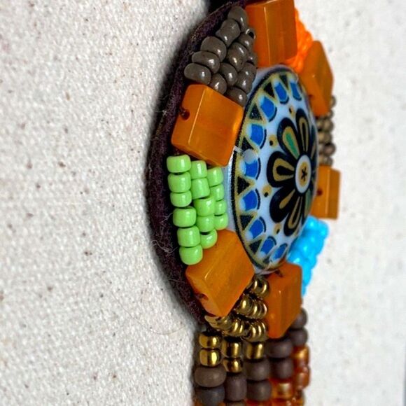 Beaded Pendant Necklace with Earth-Tone Seed Beads – Boho Western Design - Picture 7 of 11